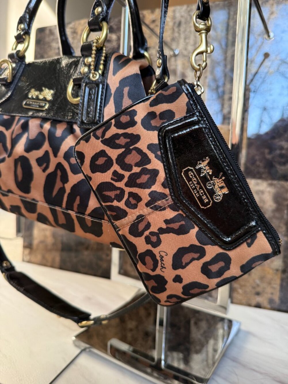 RARE & VINTAGE Coach Madison Sabrina Ocelot Satchel & Matching Wristlet - Picture 7 of 9